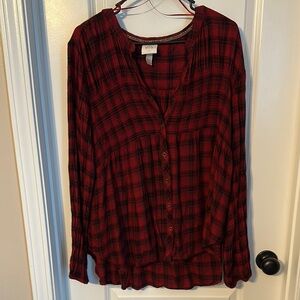 Knox Rose Outfitters Red and Black Boxy Blouse
